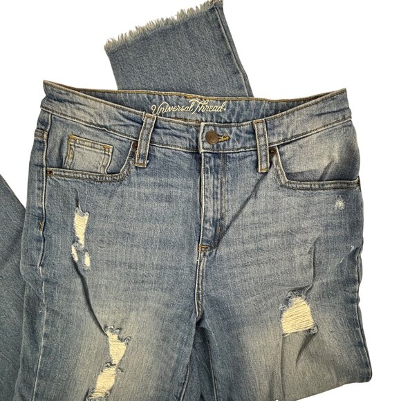 Universal Thread High Rise Straight Leg Jeans Womens 8/29R Distressed Frayed Hem - Picture 4 of 11